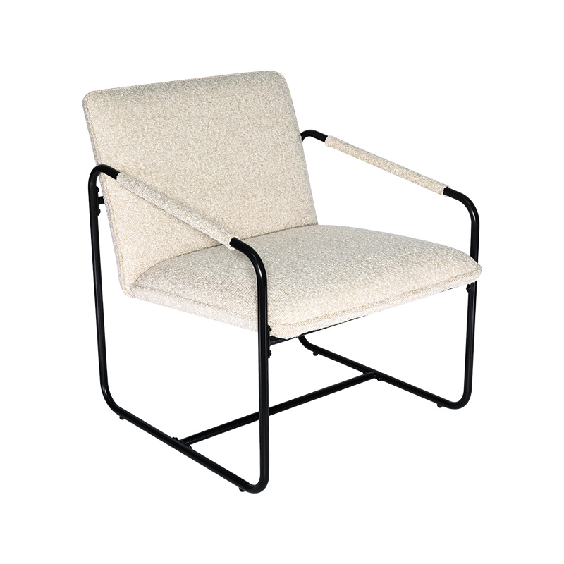 Boucle eller Corduroy Fabric Steel Office Loungestol/accentstol/armstol polstret sæde og tilbage